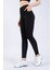 Kadın Siyah Cepli Fitilli Yüksek Bel Spor Tayt 25" 3