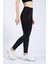 Kadın Siyah Cepli Fitilli Yüksek Bel Spor Tayt 25" 1