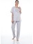 22151 Kadın Kuğulu Viskon Kısa Kollu Büyük Beden Pijama Takımı 2