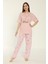 22153 Kadın Çiçek Desenli Viskon Kısa Kollu Büyük Beden Pijama Takımı 1