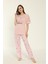 22153 Kadın Çiçek Desenli Viskon Kısa Kollu Büyük Beden Pijama Takımı 4