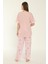 22153 Kadın Çiçek Desenli Viskon Kısa Kollu Büyük Beden Pijama Takımı 5