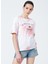 222 LCF 242003 Bisiklet Yaka Normal Kalıp Batik Pembe Kadın T-Shirt 3