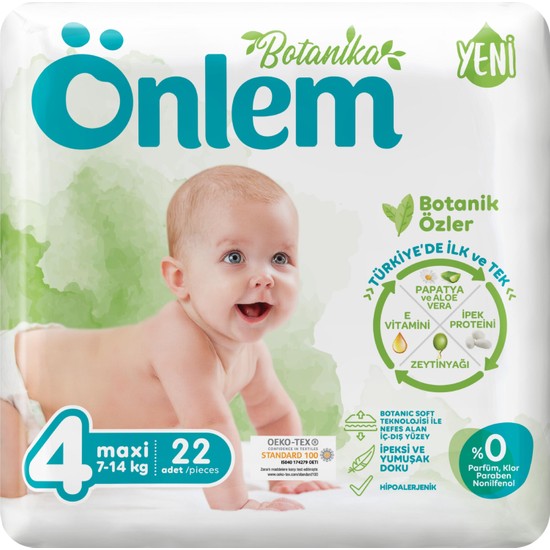 Önlem Botanika Bebek Bezi Jumbo Paket 4 Beden Maxi 22 Adet (7-14 kg)