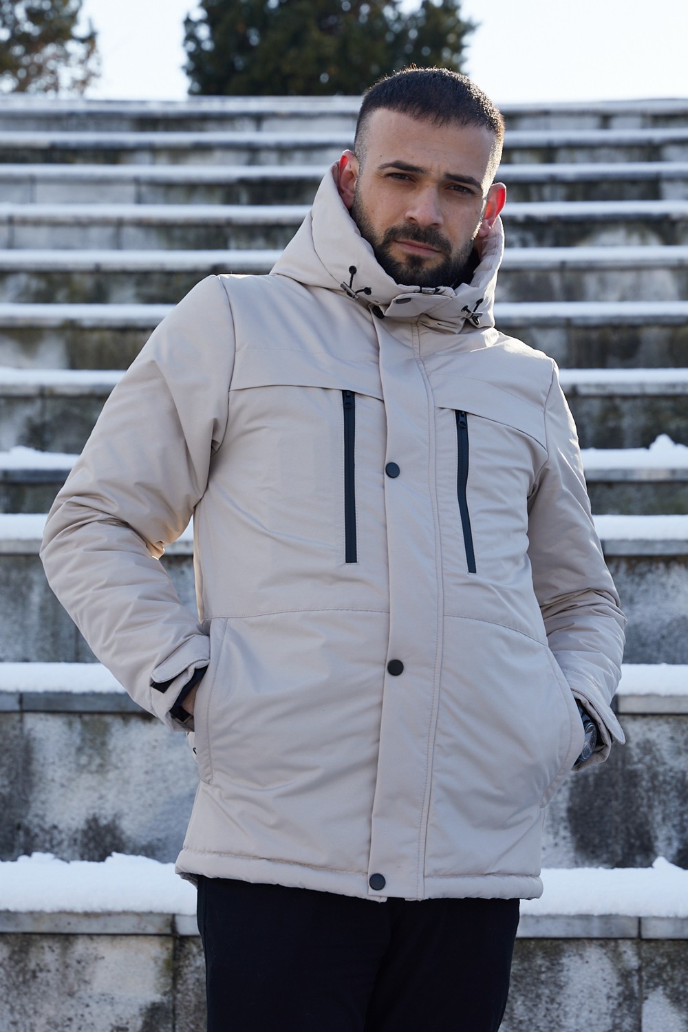 Freemen Erkek Kapüşonlu, Polar Astarlı, Kışlık Mont & Kaban & Parka görsel 6