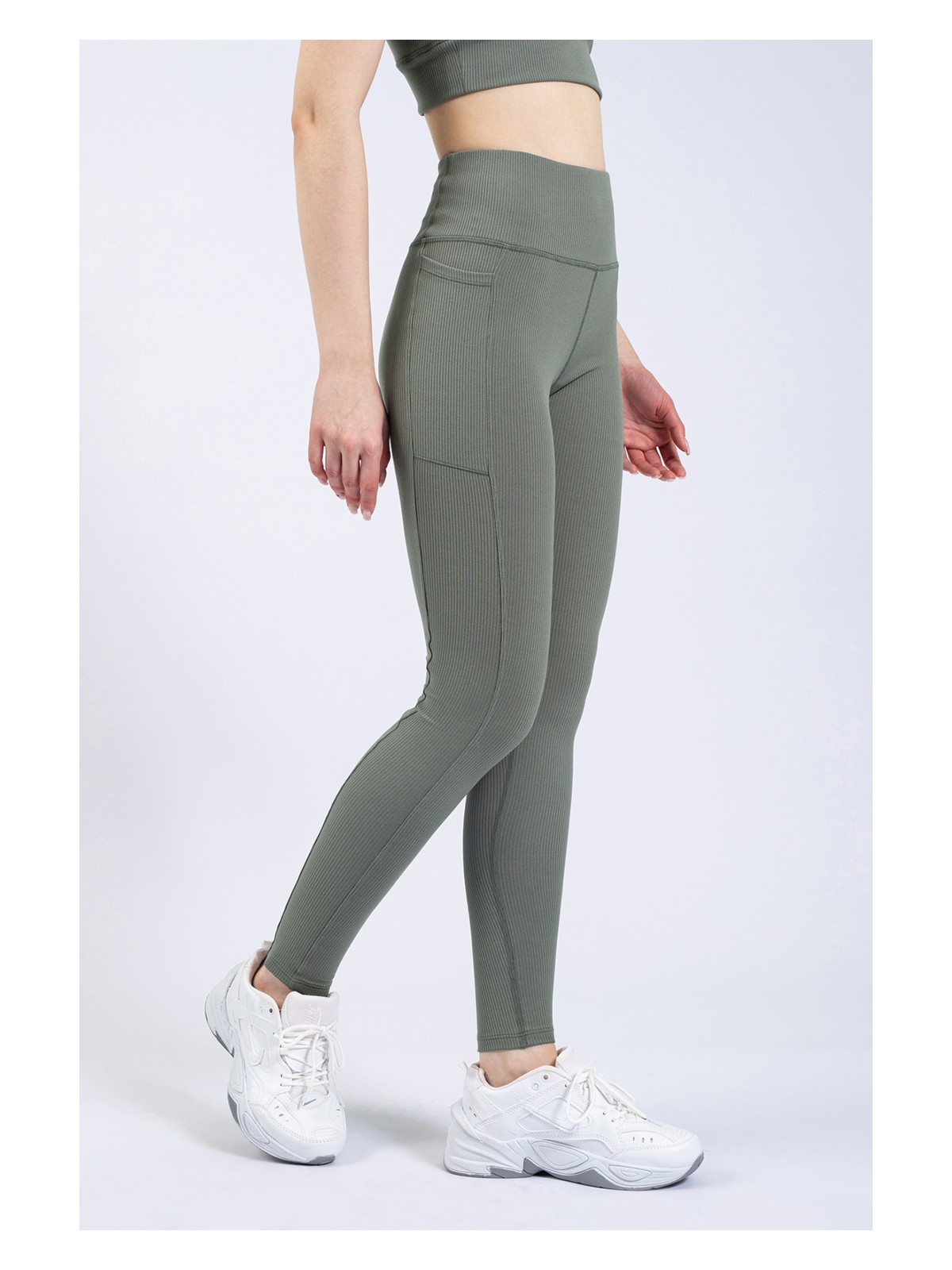 The Step Sports Kadın Lila Cepli Fitilli Yüksek Bel Spor Tayt 25" - Görsel 4