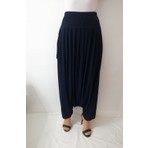 KG Tekstil Buzzy Lızzy Kadın Şalvar Modern Fit Geniş Paça Düz Desenli 05L-Lacivert Kumaş