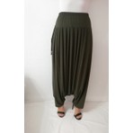 KG Tekstil Buzzy Lızzy Haki Renkli Kadın Şalvar Modern Fit Geniş Paça Günlük Stil Tek Cepli