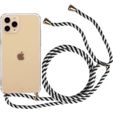 TahTicMer Apple iphone 13 Mini Kılıf Omuz Boyun Askılı Ipli Şeffaf Antişok X-Rop Kılıf Dört Köşeli Darbe Koruma