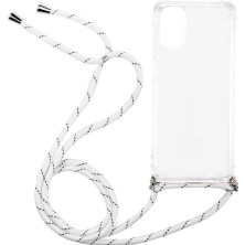 TahTicMer Samsung Galaxy S20 Plus G985 Kılıf Omuz Boyun Askılı Ipli Şeffaf Antişok X-Rop Kılıf Dört Köşeli Darbe Koruma