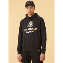 New Era 12893103 Nba Metllc Hdy LoslakKapüşonlu Düz Siyah Erkek Sweatshirt
