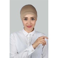 Altobeh Hazır Pratik Geçmeli Lastikli Tesettür Bone - Koyu Bej