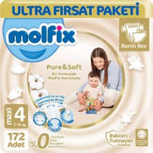 Molfix Pure Soft Ultra Avantaj Bebek Bezi 4 Beden 86X2 172 Adet