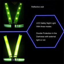 Newmore 3 Işık Modlu LED Yansıtıcı Gece Bisiklet Yeleği - Yeşil (Yurt Dışından)