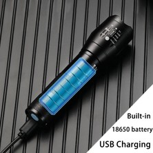 Keluofu T6 LED El Feneri Taşınabilir USB Şarj Edilebilir Açık Kamp Taktik Flaş Işığı (Yurt Dışından)