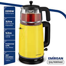 Goldmaster Emirgan 2200W Cam Demlikli Paslanmaz Çelik Çay Makinesi ve Su Isıtıcısı