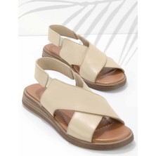 Bej Leather Kadın Sandalet K059061314
