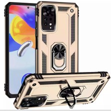 MTK Moveteck Xiaomi Redmi Note 11 Pro 5g Uyumlu Kılıf Kamera Çıkıntılı Military Zırh Tank Yüzüklü Standlı Silikon