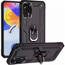 MTK Moveteck Xiaomi Poco X4 Pro 5g Uyumlu Kılıf Kamera Çıkıntılı Military Zırh Tank Yüzüklü Standlı Silikon