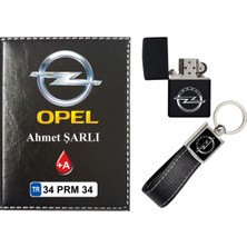 Promosyon Denizi Isiminize Özel Opel Logolu  Siyah Ruhsat Kabı - Anahtarlık - Çakmak