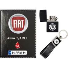 Promosyon Denizi Isiminize Özel Fıat Logolu  Siyah Ruhsat Kabı - Anahtarlık - Çakmak