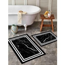 Alaaddin Carpet 2'li Yıkanabilir Antibakteriyel Kaymaz Tabanlı Banyo Takımı 50X60CM - 60X100CM