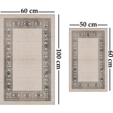 Alaaddin Carpet 2'li Yıkanabilir Antibakteriyel Kaymaz Tabanlı Banyo Takımı 50X60CM - 60X100CM