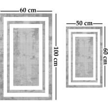 Alaaddin Carpet 2'li Yıkanabilir Antibakteriyel Kaymaz Tabanlı Banyo Takımı 50X60CM - 60X100CM