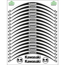 Siyah Beyaz Kawasaki Reflektörlü Jant Şeridi