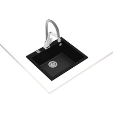 Teka FORSQUARE 50.40 TG BLACK Ankastre Kumanda Sifonlu Granit Eviye Siyah 50 cm 115230005