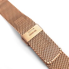 Saatse Rose Gold Kalın Hasır Çelik Saat Kordonu 20Mm Metal Kayış