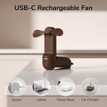 FIY Taşınabilir Fan 2000 Mah El 3'ü 1 Arada Mini Fan USB Şarj Edilebilir Küçük Cep El Feneri Özelliği (Yurt Dışından)