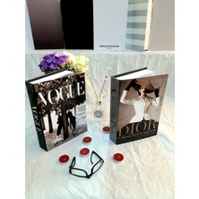 Lovely Book & Book Dekoratif Kitap Kutu 2'li Set Dior Vogue Kahverengi Kitap Kutu Set