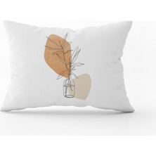 Cango Home Turuncu Krem Modern Soyut Çiçekli Dekoratif Kırent Kılıfı - CGH277-3550 Çift Tarafı Baskılı