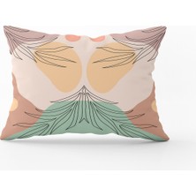 Cango Home Sarı Yeşil Soyut Modern Yaprak Desenli Dekoratif Kırent Kılıfı - CGH289-3550 Çift Tarafı Baskılı