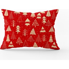 Cango Home Kırmızı Sarı Yılbaşı Temalı Dijital Baskılı Kırlent Yastık Kılıfı - CGH303-3550 Çift Tarafı Baskılı