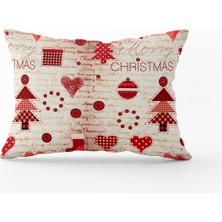 Cango Home Kırmızı Yılbaşı Temalı Dijital Baskılı Kırlent Yastık Kılıfı - CGH307-3550 Çift Tarafı Baskılı