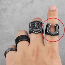 Tonstyle TS001462   Retro Eskitme Siyah Nal (Uğur)  Paslanmaz Çelik Erkek Yüzük