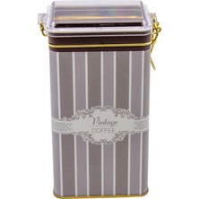 Evle ER053-7A Elegance Coffee Desenli Dikdörtgen Metal Saklama Kabı 8X10 cm