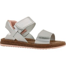 Kids A More Minta Kız Çocuk Deri Sandalet Gümüş