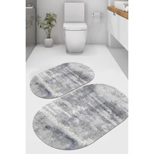 Alaaddin Carpet 2'li Yıkanabilir Antibakteriyel Kaymaz Tabanlı Banyo Takımı 50X60CM - 60X100CM