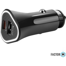 Factor-M Pd 36W + Usba Çift Çıkışlı Araç Şarj Aleti Başlığı (FMPD01)