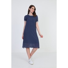 Ella Camelia Kadın Kol Ve Omuz Detaylı Elbise 5012101 Indigo