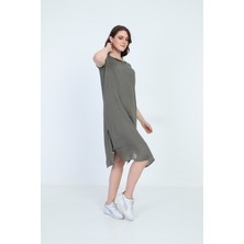 Ella Camelia Kadın Kol Ve Omuz Detaylı Elbise 5012101 Haki