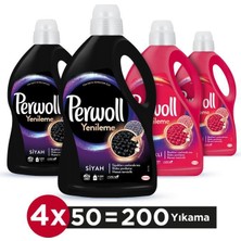 Perwoll Hassas Bakım Sıvı Çamaşır Deterjanı 4 x 3L (200 Yıkama) 2 Siyah + 2 Renkli Yenileme