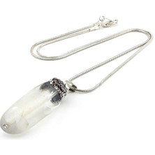 Solfera Şeffaf Kuvars Kristal Doğal Taş Kadın Zirkon Taşlı Kolye Q0549