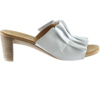 Bueno Shoes Beyaz Deri Kadın Topuklu Terlik