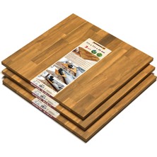 INTERBUILD REAL WOOD Acacia Fj Düz KENAR,711X711X26MM, 3'lü Paket, Altın Tik