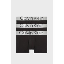 Calvin Klein Logolu Elastik Bel Bantlı Pamuklu 3 Pack Boxer Erkek Boxer 000NB3130A 7V1