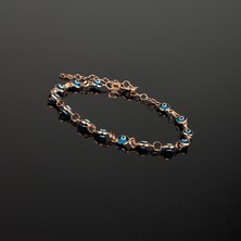 Ravza Gümüş 925 Ayar Gümüş Açık Mavi Nazar Bileklik